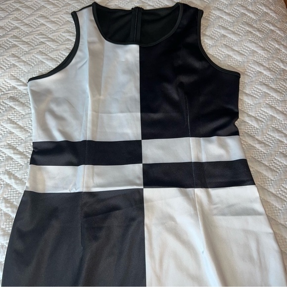 Black and White Sleeveless Dress - Picture 3 of 8